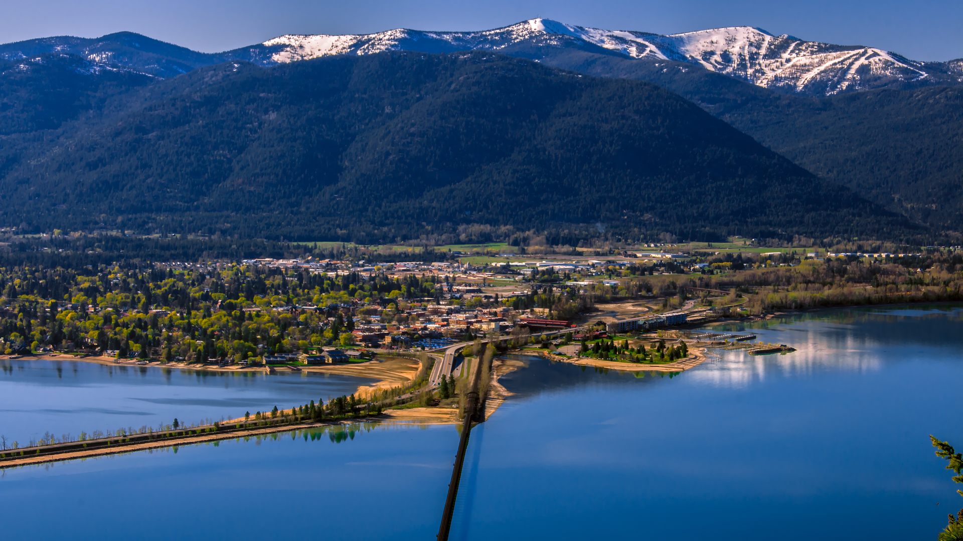 Aerial view of Downtown Sandpoint Idaho